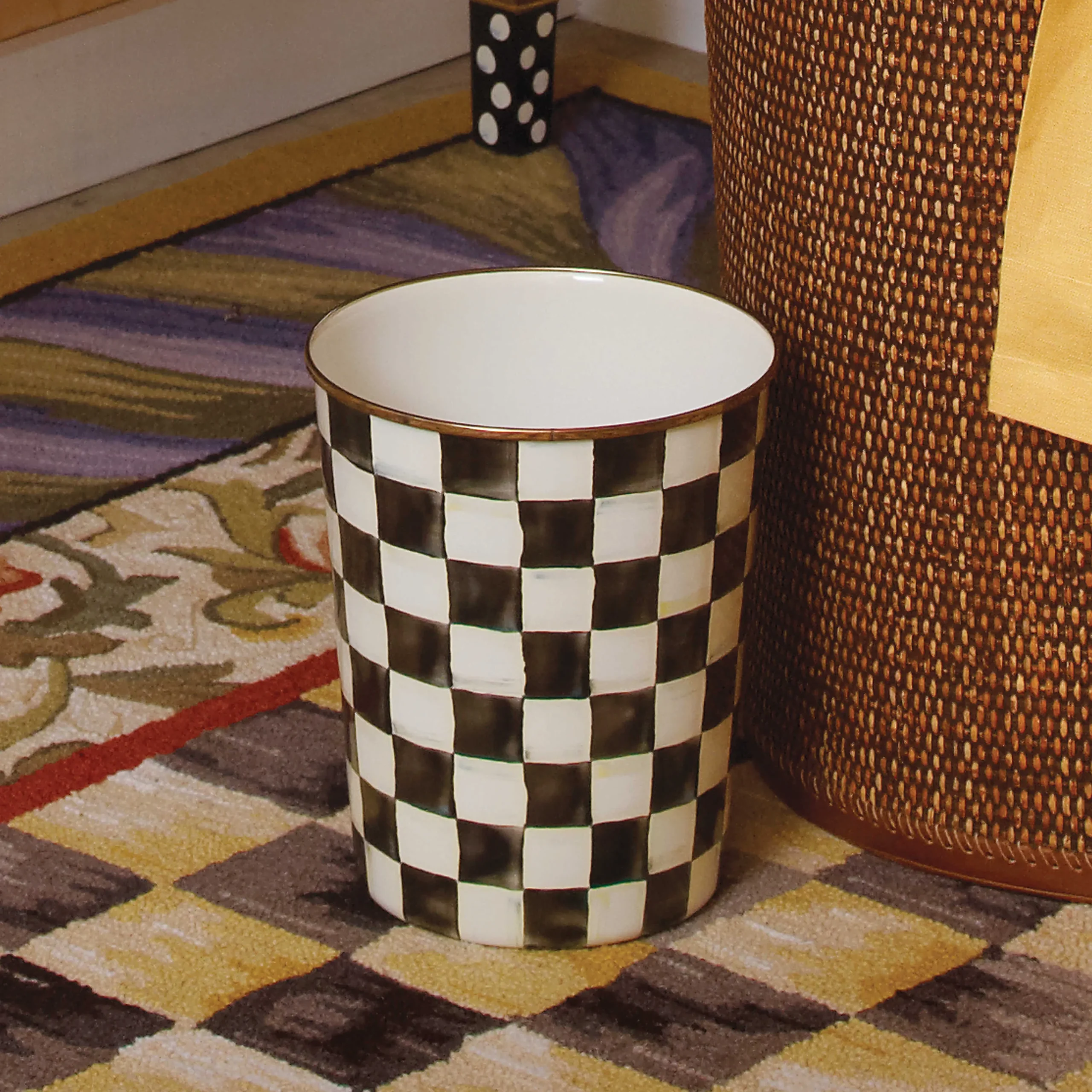 MacKenzie-Childs Courtly Check Waste Bin| Bath & Bath Accessories|Room Accents