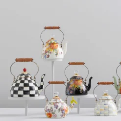 MacKenzie-Childs Courtly Check Whistling Tea Kettle| The Coffee Shop|Tea Kettles