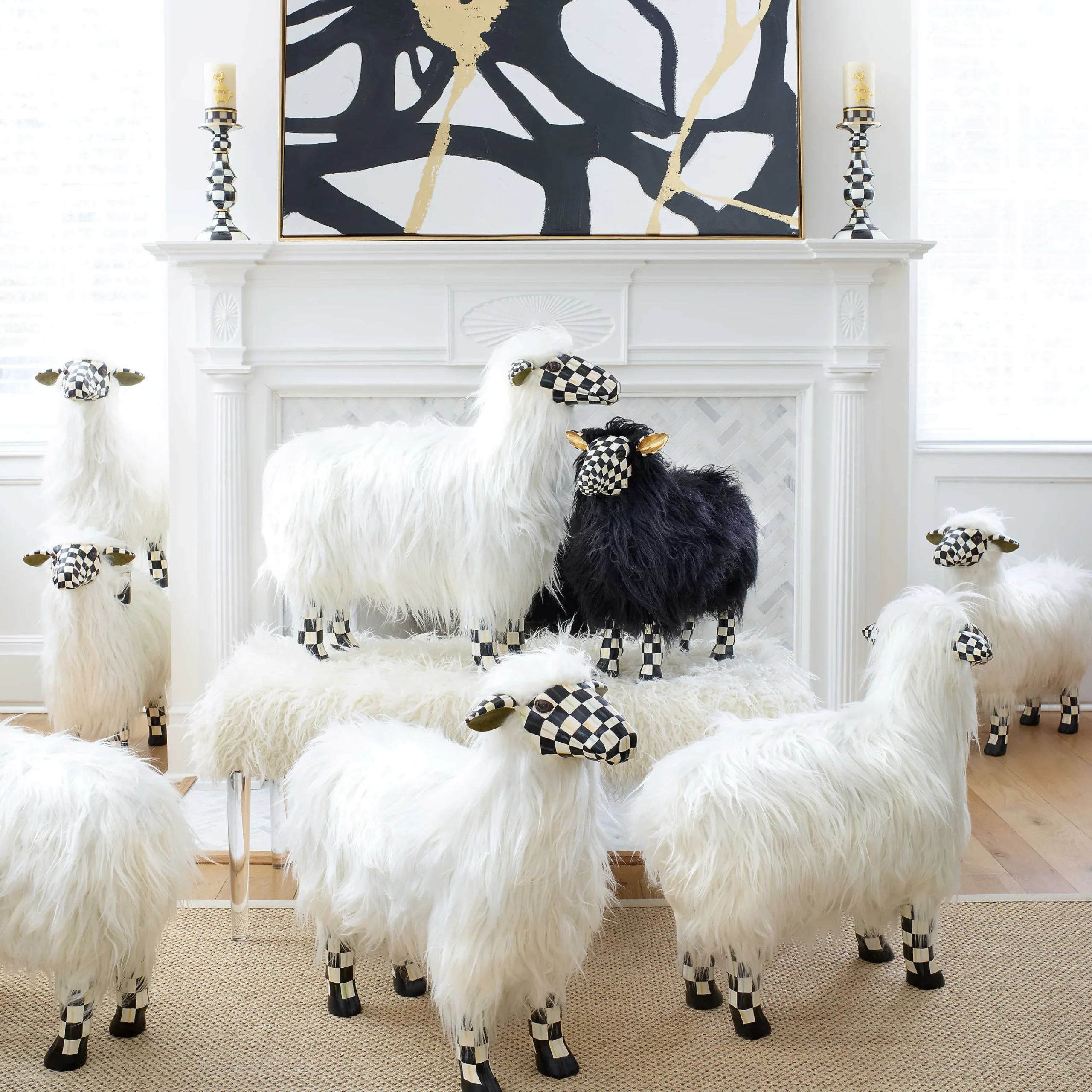 MacKenzie-Childs Courtly Check White Sheep - Large| Spring|Room Accents