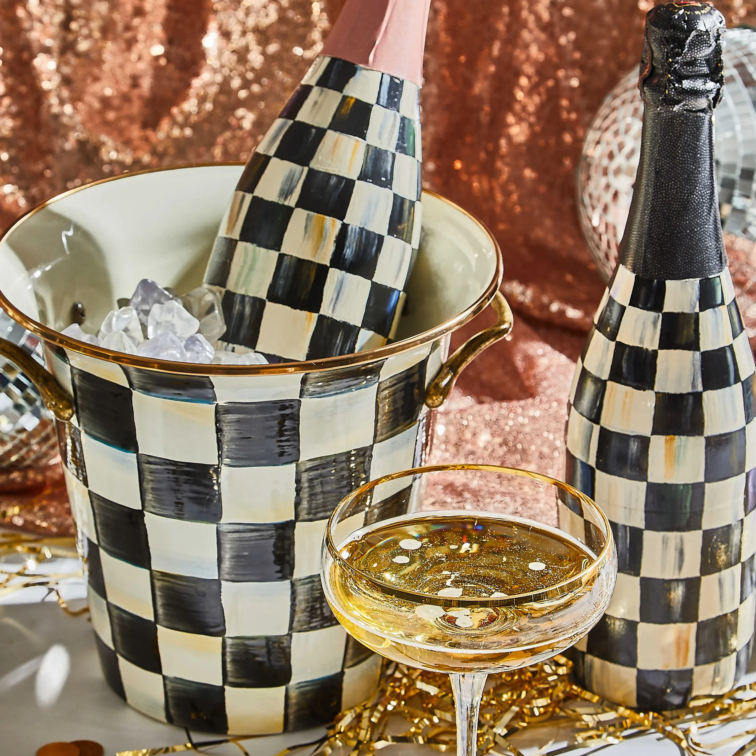 MacKenzie-Childs Courtly Check Wine Cooler| Fall Entertaining|Drinkware