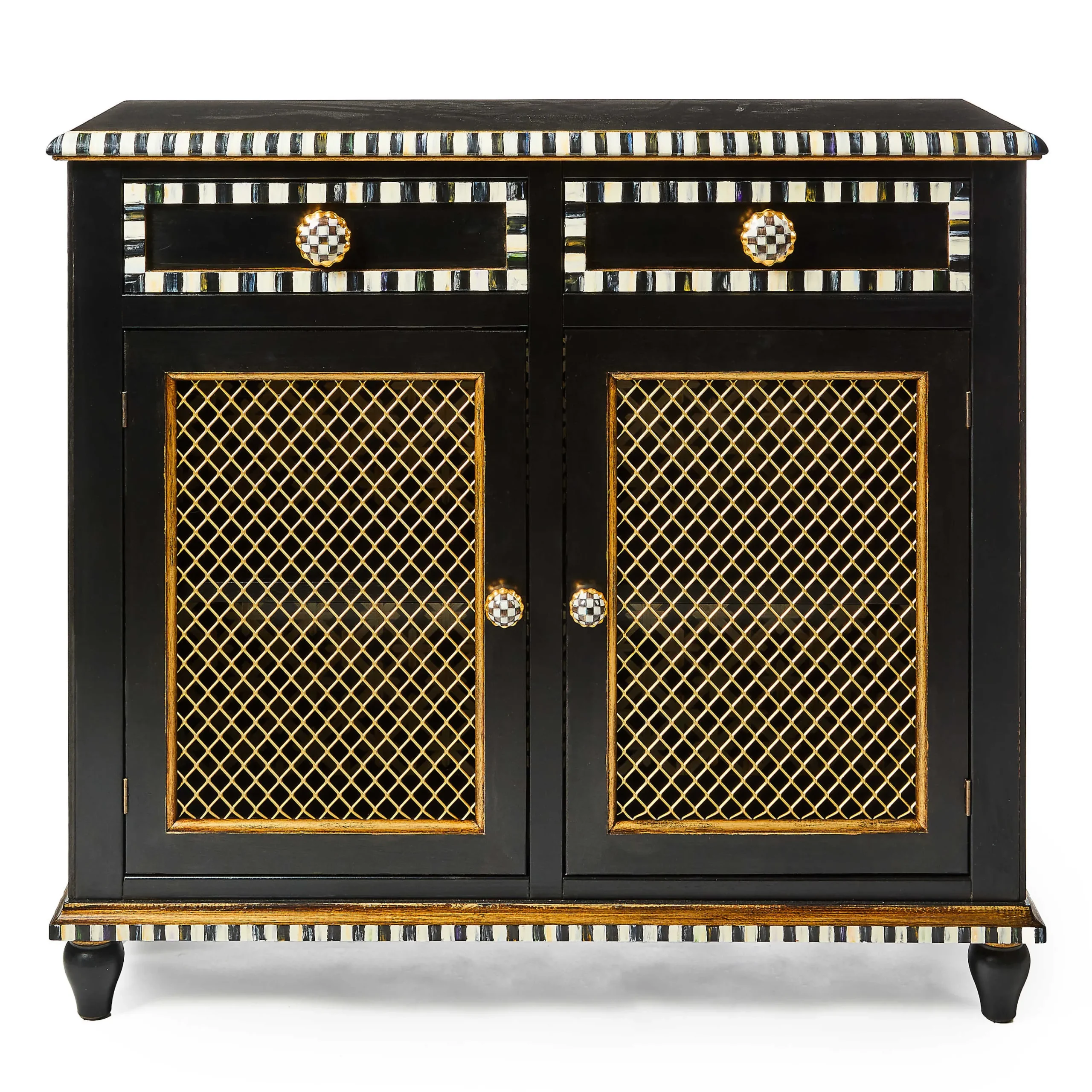 MacKenzie-Childs Courtly Criss-Cross Small Cabinet| Storage Furniture|Dining Room & Kitchen