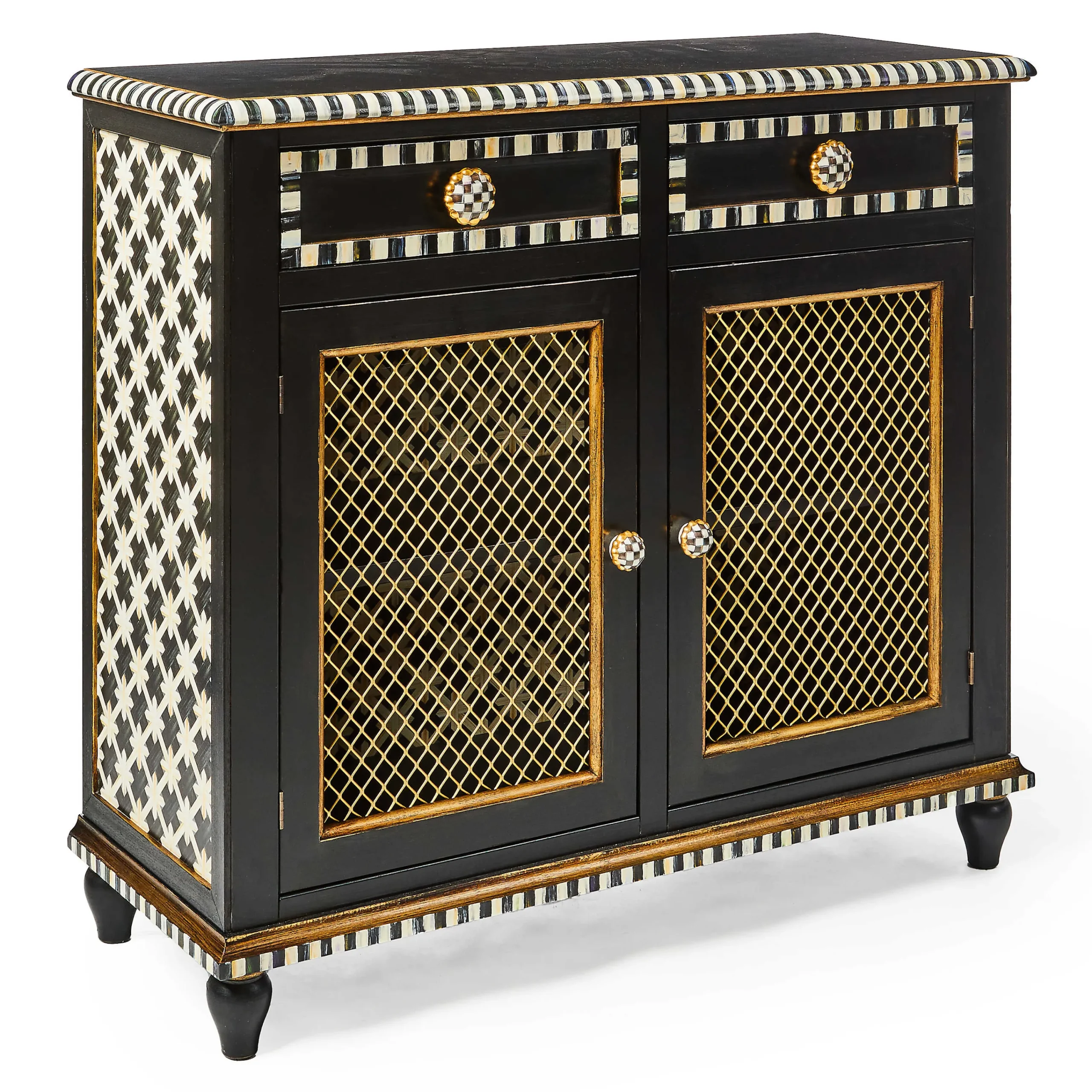 MacKenzie-Childs Courtly Criss-Cross Small Cabinet| Storage Furniture|Dining Room & Kitchen