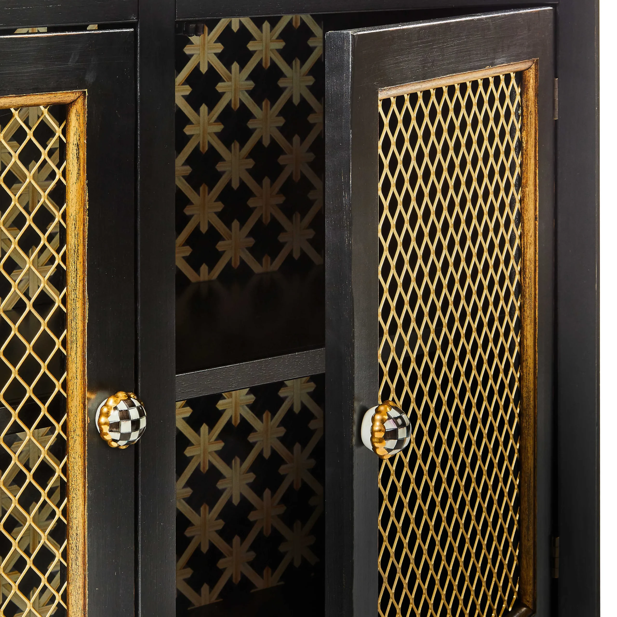 MacKenzie-Childs Courtly Criss-Cross Small Cabinet| Storage Furniture|Dining Room & Kitchen