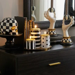 MacKenzie-Childs Courtly Illuminated Stripe  Dot Candles, Set of 3| Holiday|Candles & Fragrances