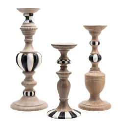 MacKenzie-Childs Courtly Pillar Candle Holders, Set of 3| Candles & Fragrances|Room Accents
