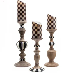 MacKenzie-Childs Courtly Pillar Candle Holders, Set of 3| Candles & Fragrances|Room Accents