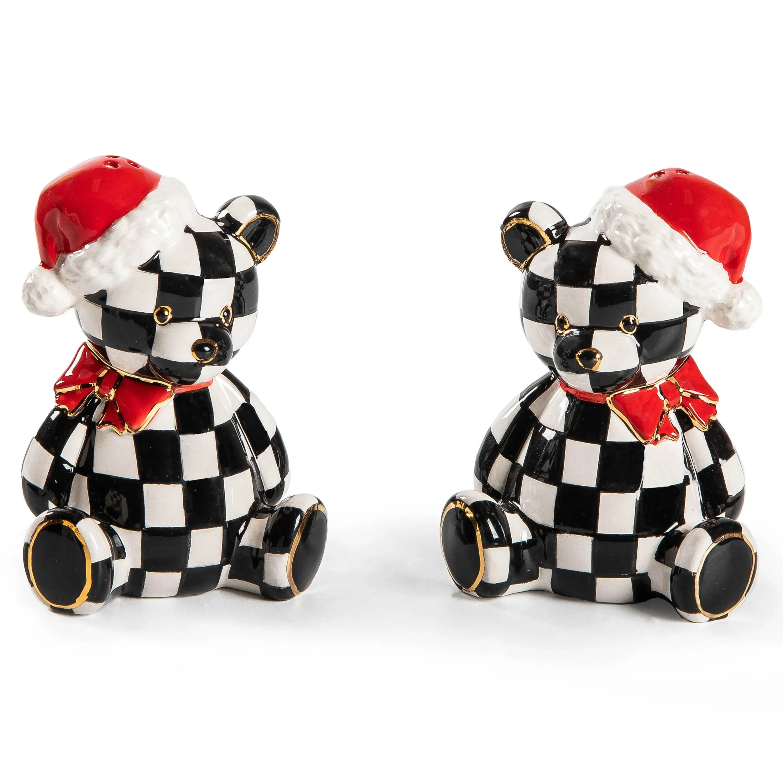 MacKenzie-Childs Courtly Santa Bear Salt Pepper Set| Table Accessories|Serveware