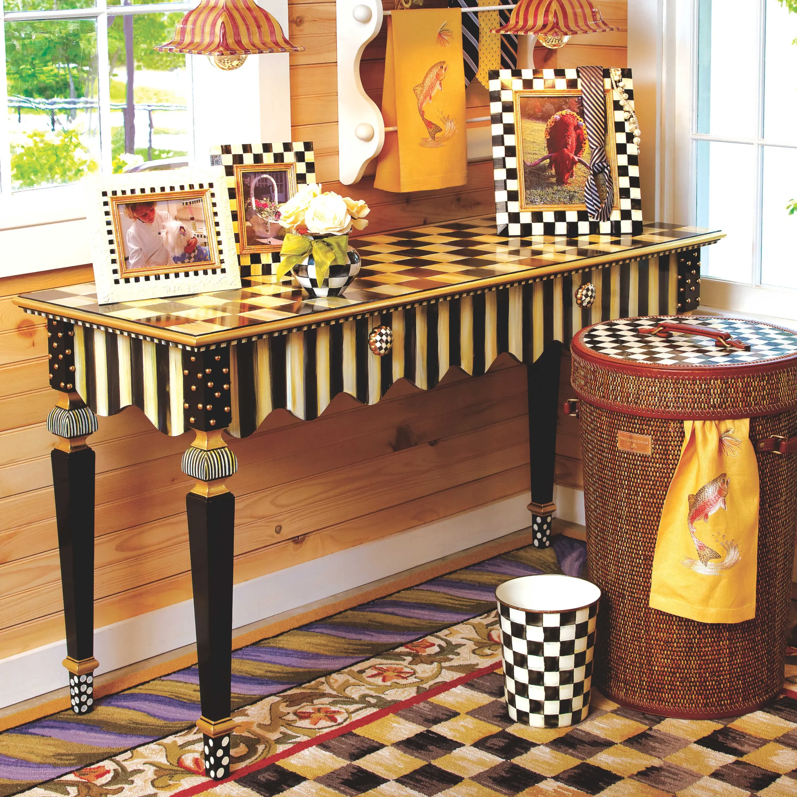 MacKenzie-Childs Courtly Stripe Console Table| Storage Furniture|Entryway Furniture