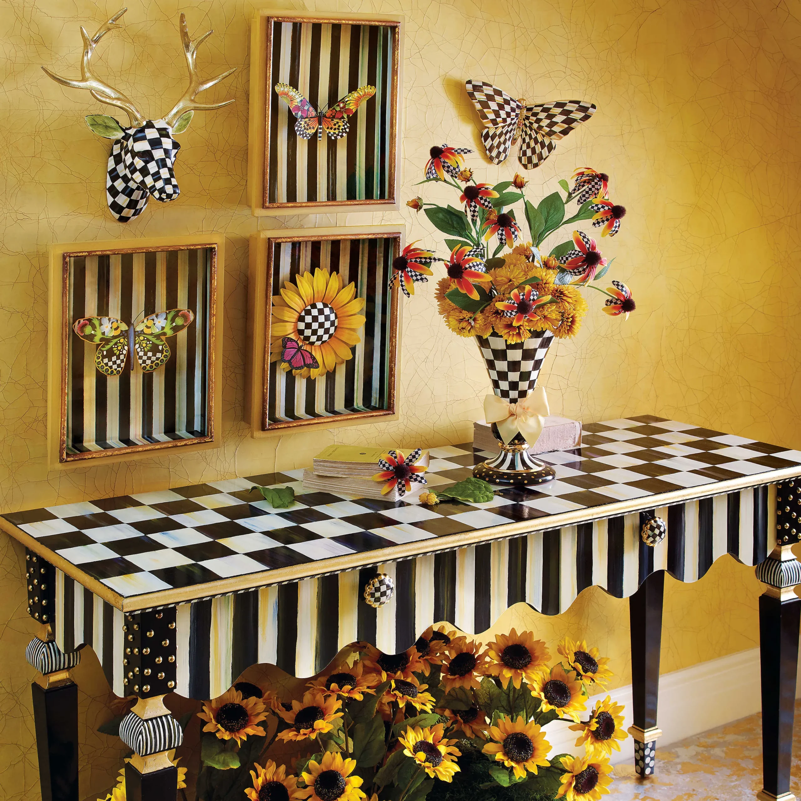 MacKenzie-Childs Courtly Stripe Console Table| Storage Furniture|Entryway Furniture