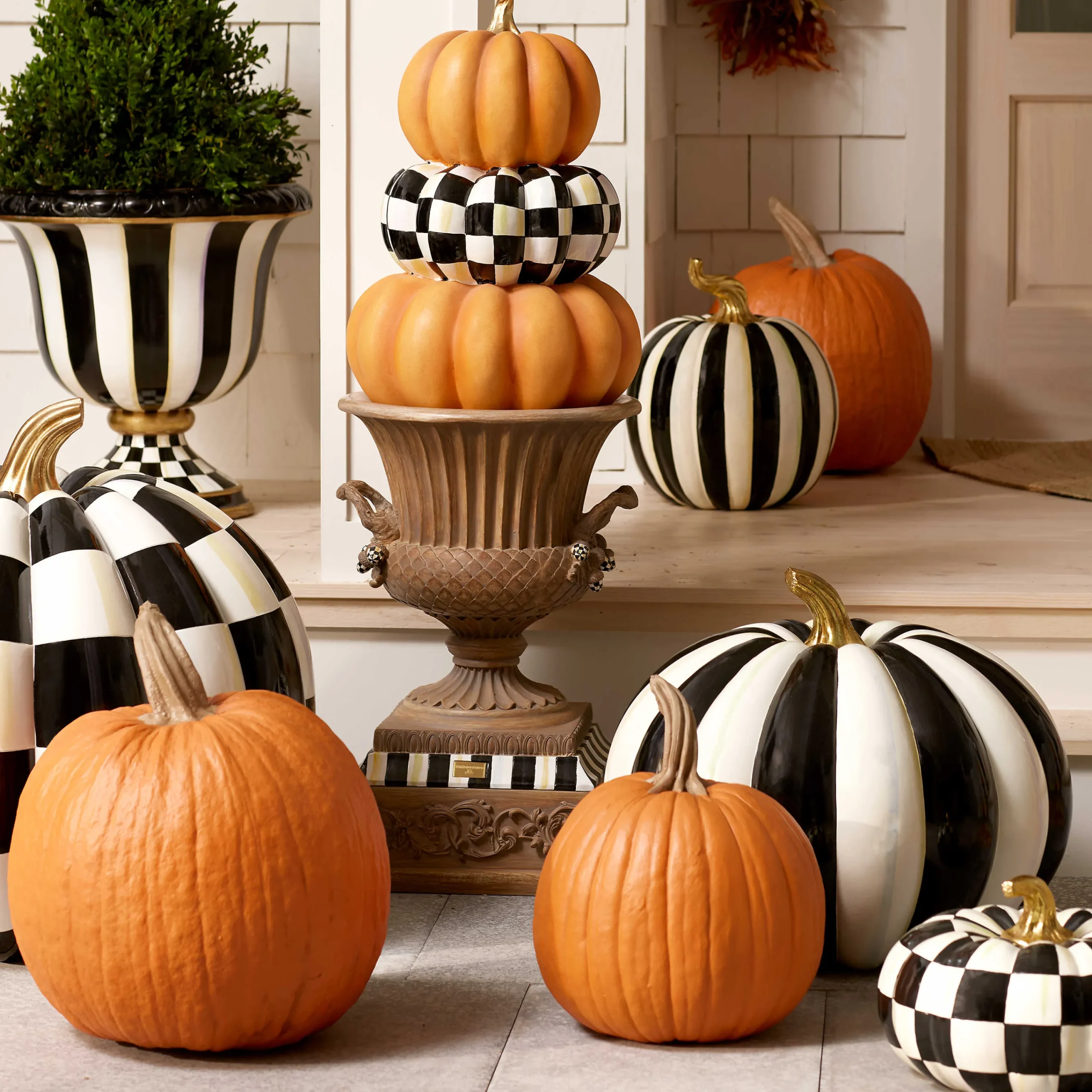 MacKenzie-Childs Courtly Stripe Glossy Large Pumpkin| Pumpkins|The Halloween Shop