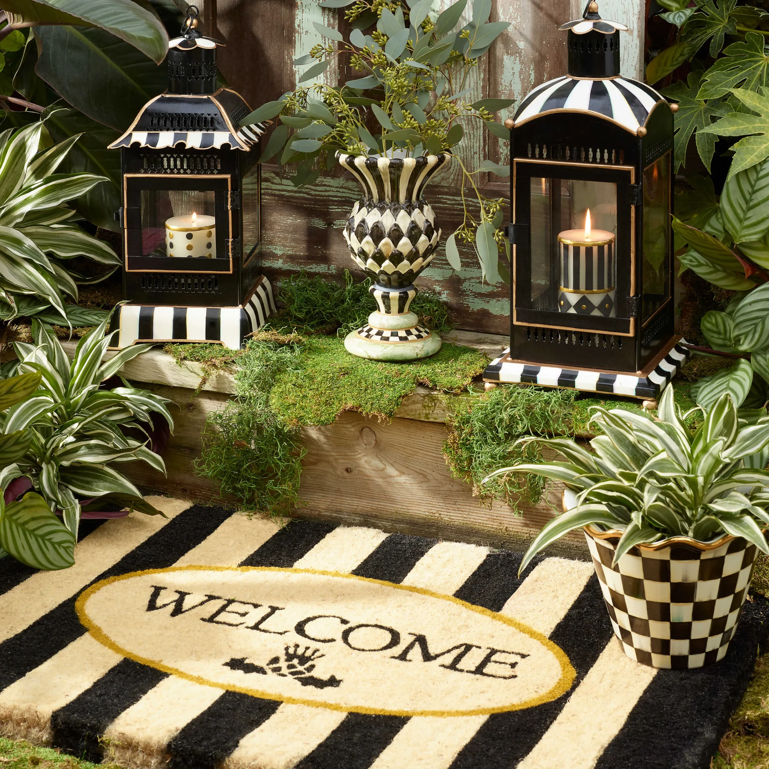 MacKenzie-Childs Courtly Stripe Large Candle Lantern| Spring|The Fall Shop