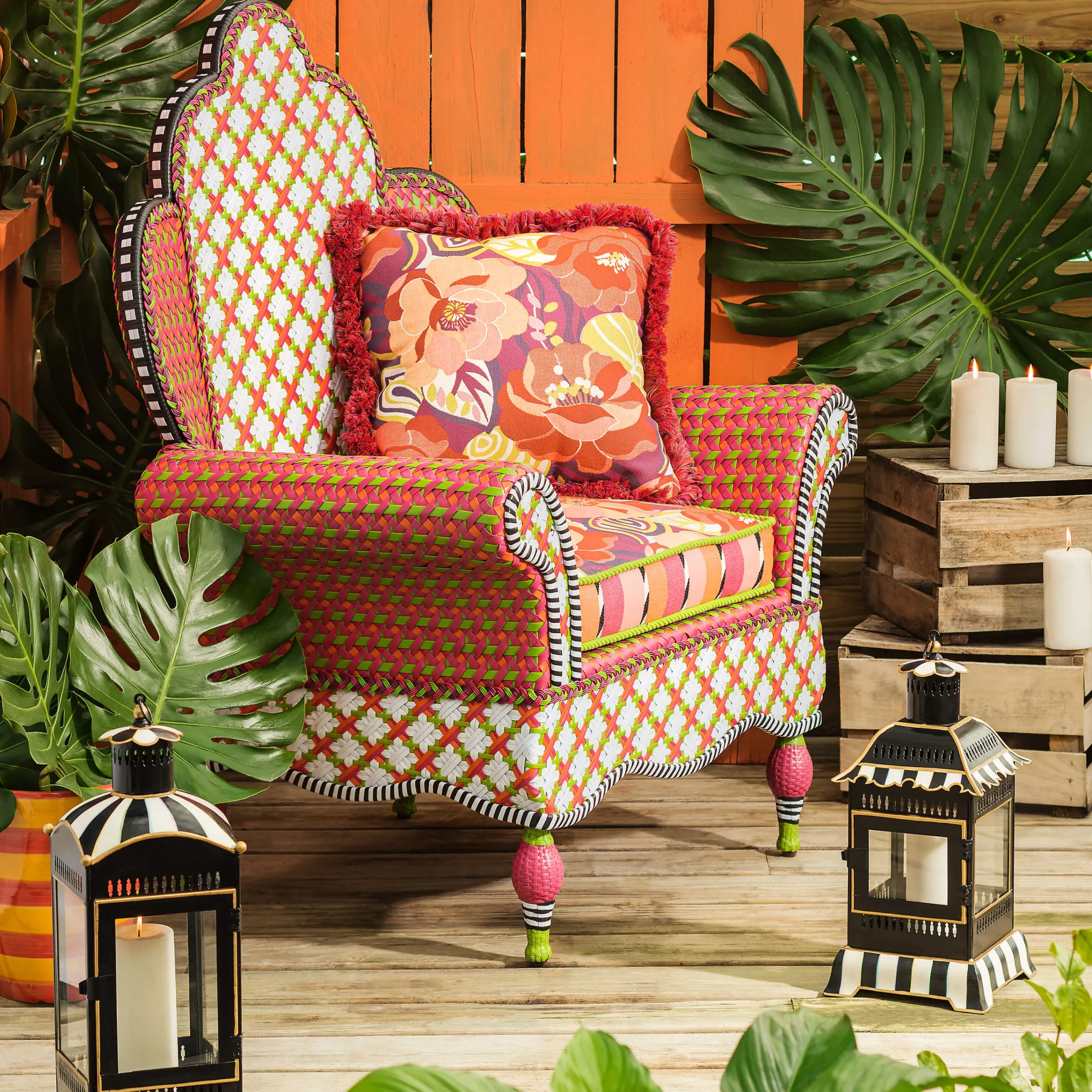 MacKenzie-Childs Courtly Stripe Large Candle Lantern| Spring|The Fall Shop