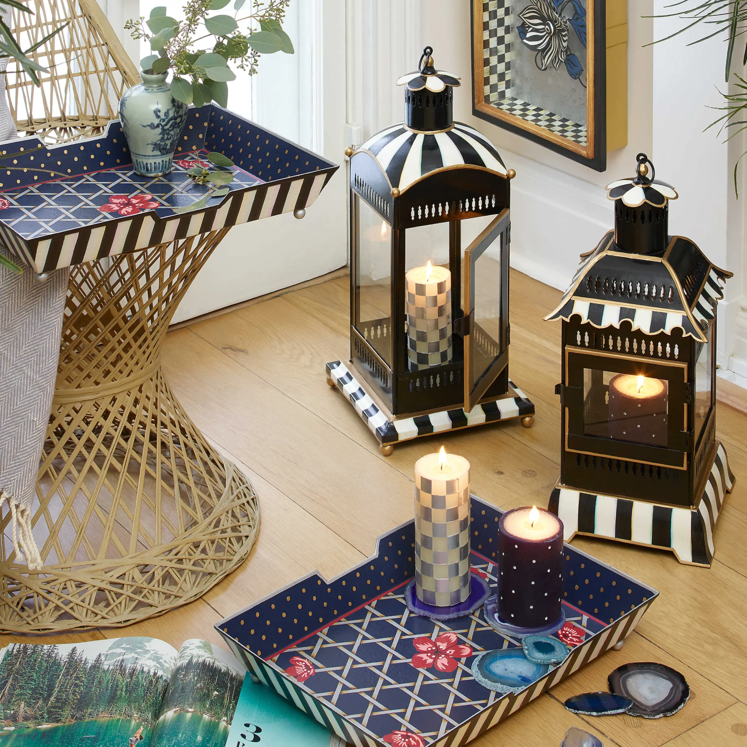 MacKenzie-Childs Courtly Stripe Small Candle Lantern| Spring|The Fall Shop