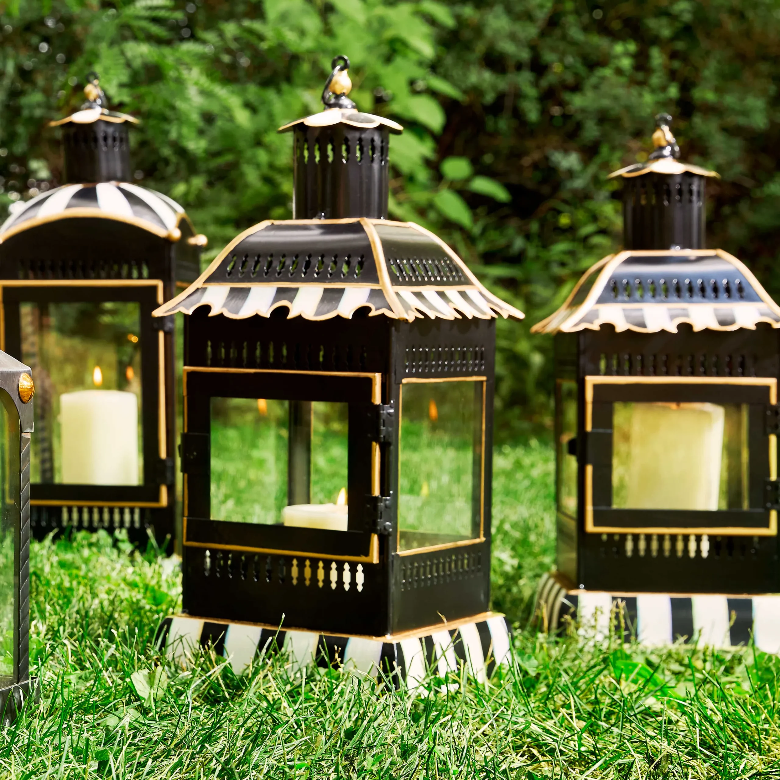 MacKenzie-Childs Courtly Stripe Small Candle Lantern| Spring|The Fall Shop