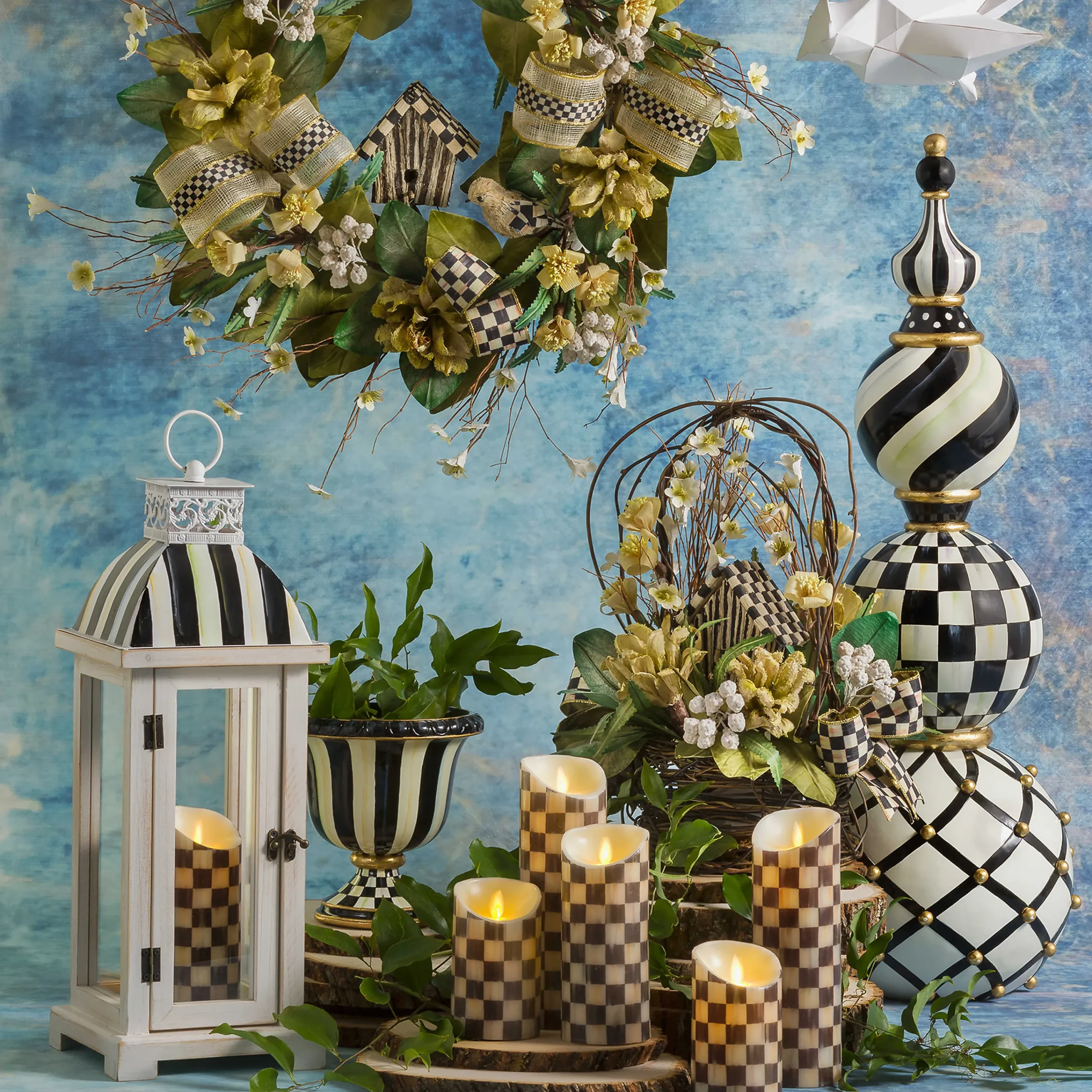 MacKenzie-Childs Courtly Stripe Tabletop Urn| Outdoor