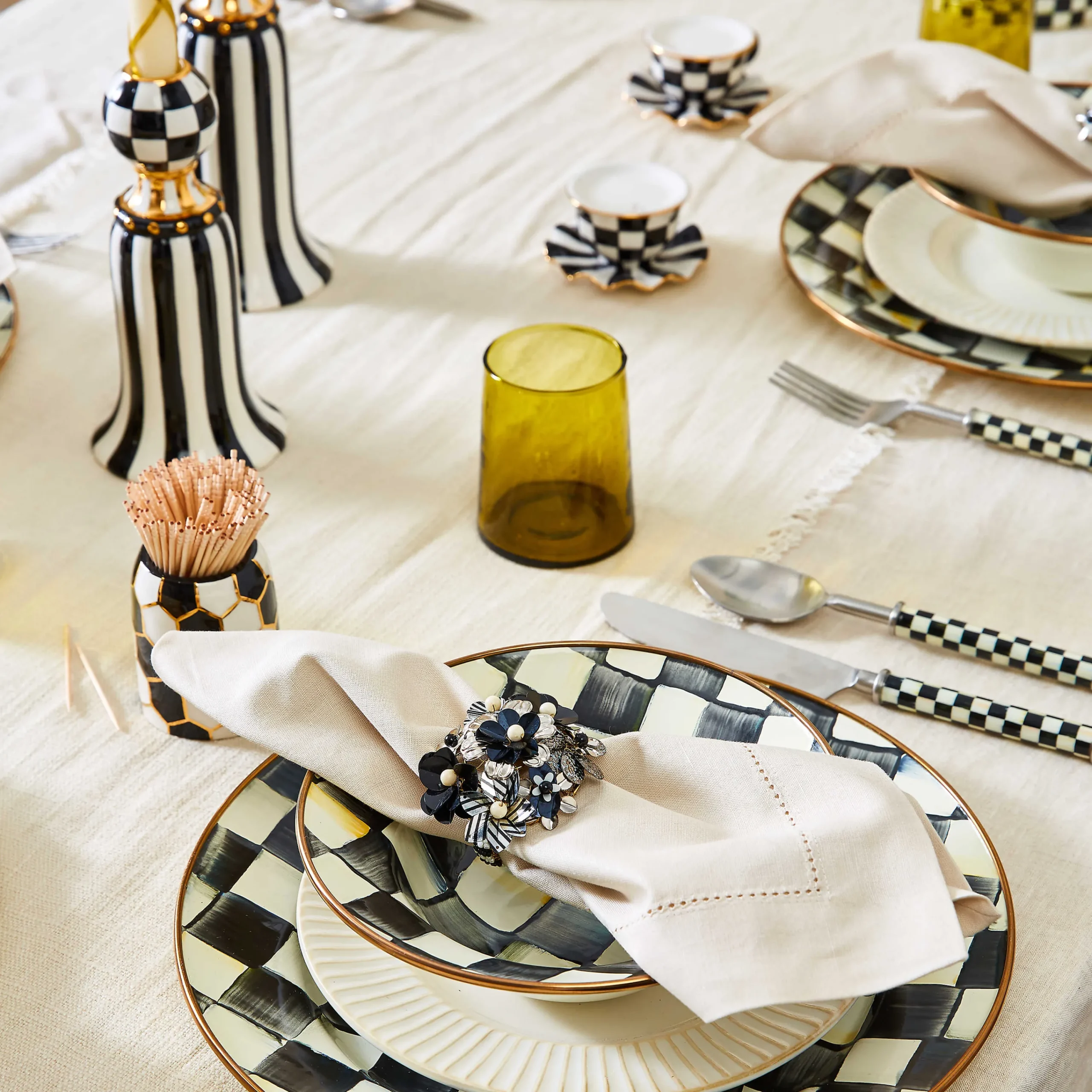 MacKenzie-Childs Courtly Teacup Salt Pepper Set| Table Accessories|Serveware