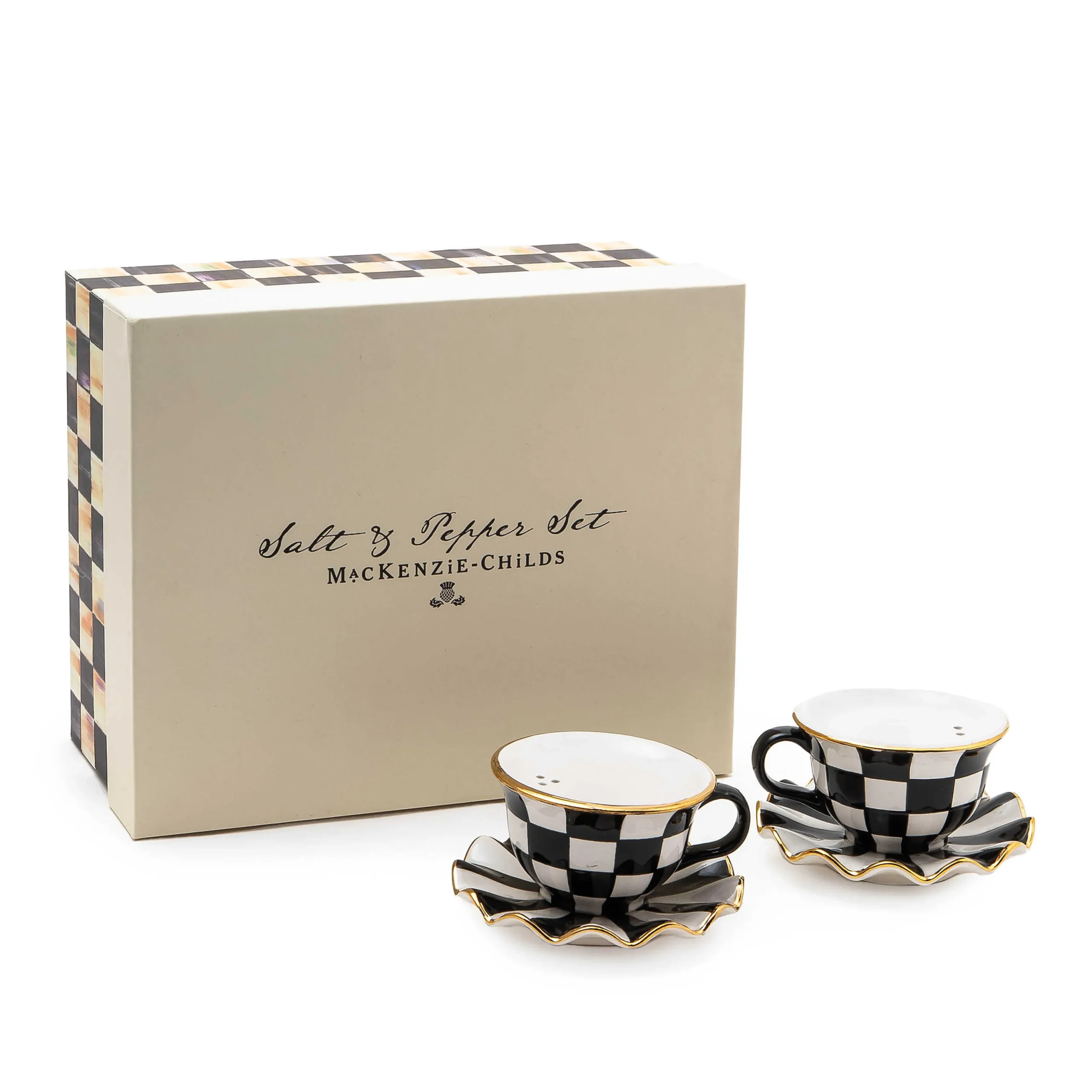 MacKenzie-Childs Courtly Teacup Salt Pepper Set| Table Accessories|Serveware