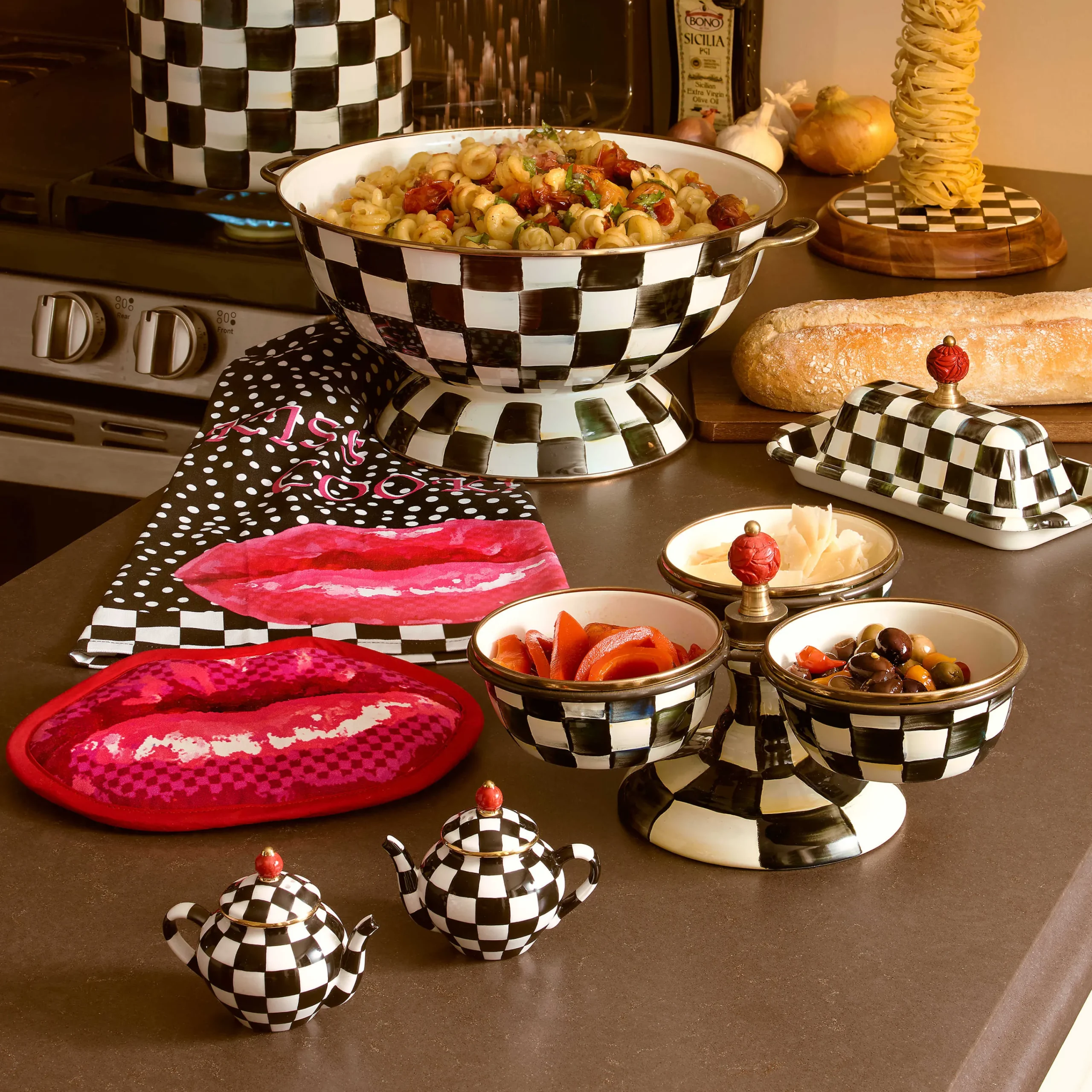 MacKenzie-Childs Courtly Teapot Salt Pepper Set| Table Accessories
