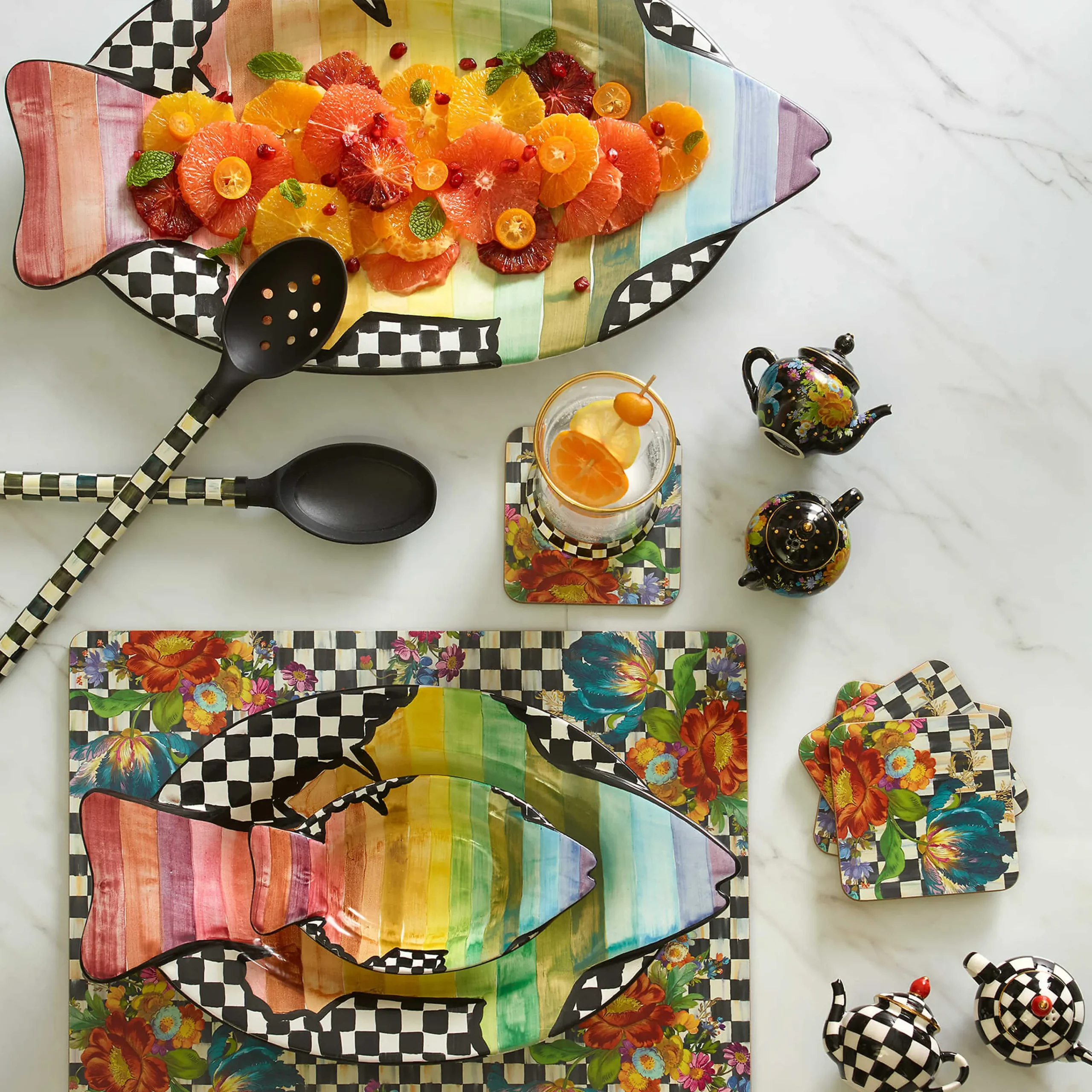 MacKenzie-Childs Courtly Teapot Salt Pepper Set| Table Accessories