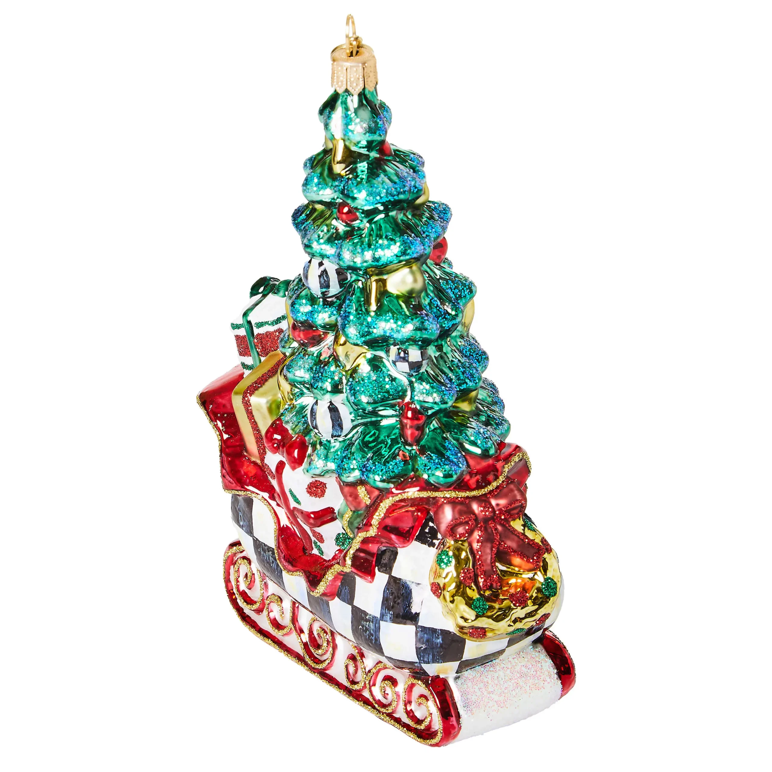 MacKenzie-Childs Courtly Tree Sleigh Glass Ornament| Holiday
