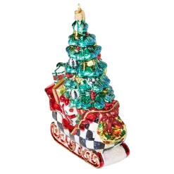 MacKenzie-Childs Courtly Tree Sleigh Glass Ornament| Holiday