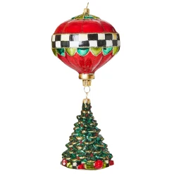 MacKenzie-Childs Cozy Christmas Balloon Tree Glass Ornament| Holiday