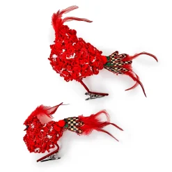 MacKenzie-Childs Cozy Christmas Bird Clips, Set of 2| Decor Sets|Finishing Touches