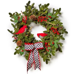MacKenzie-Childs Cozy Christmas Cardinal 29 Wreath| Greenery & Florals|Outdoor