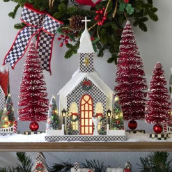 MacKenzie-Childs Cozy Christmas Illuminated Paper Church| Room Accents