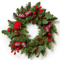 MacKenzie-Childs Cozy Christmas Mini 12 Wreath| Greenery & Florals|Outdoor