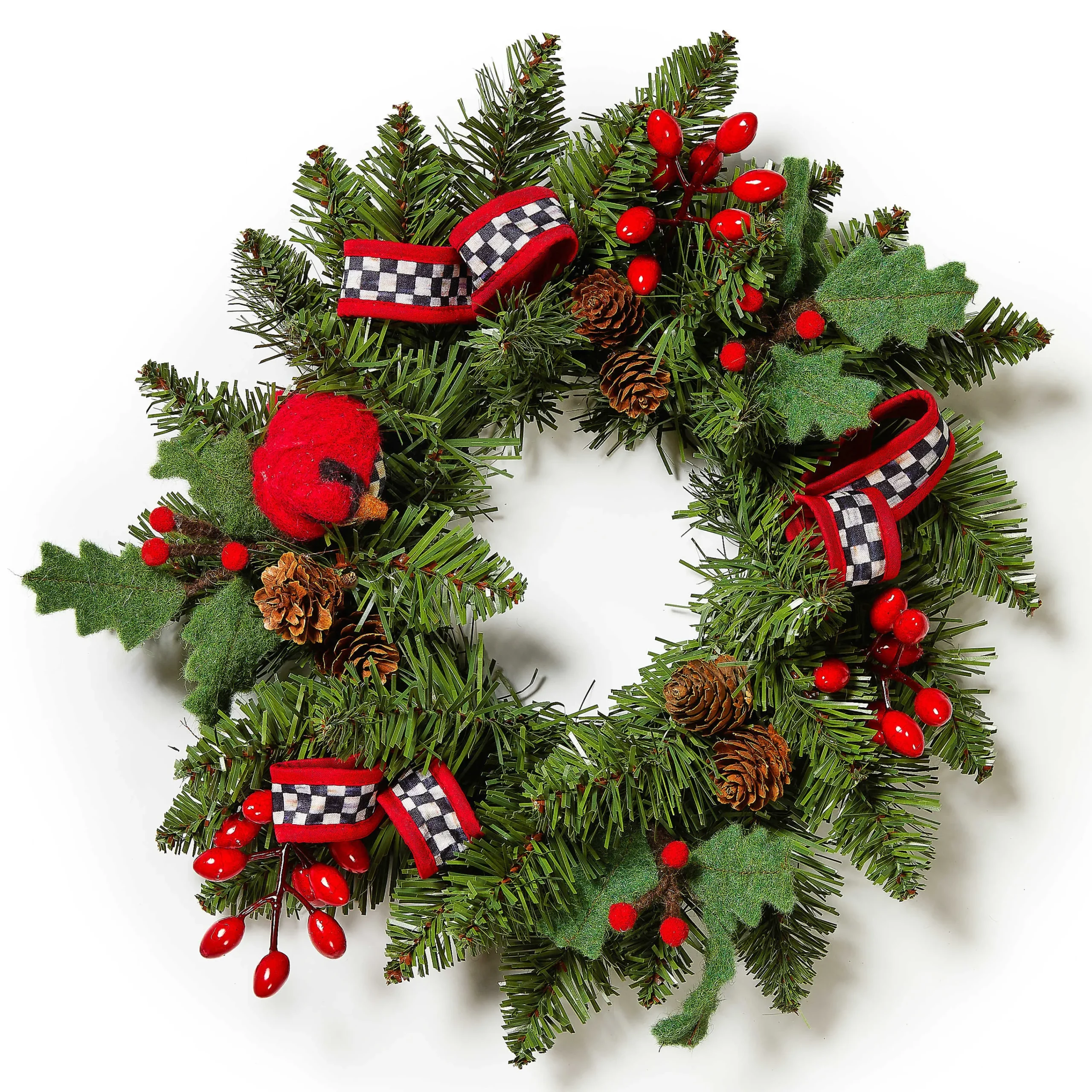 MacKenzie-Childs Cozy Christmas Mini 12 Wreath| Greenery & Florals|Outdoor