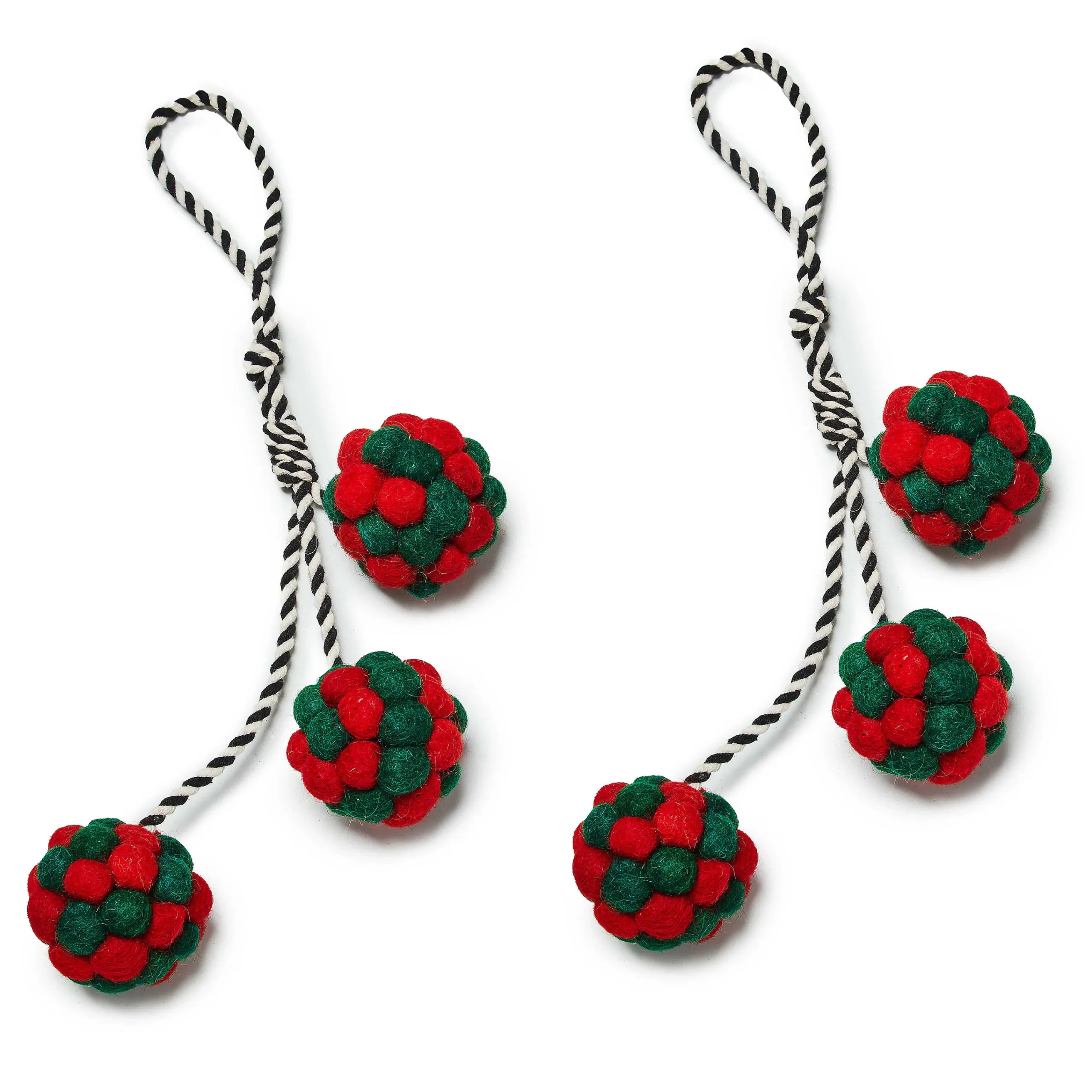 MacKenzie-Childs Cozy Christmas Pom Pom Tassels, Set of 2| Decor Sets|Room Accents