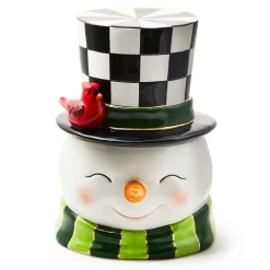 MacKenzie-Childs Cozy Christmas Snowman Cookie Jar| Holiday|Kitchen Storage & Organization
