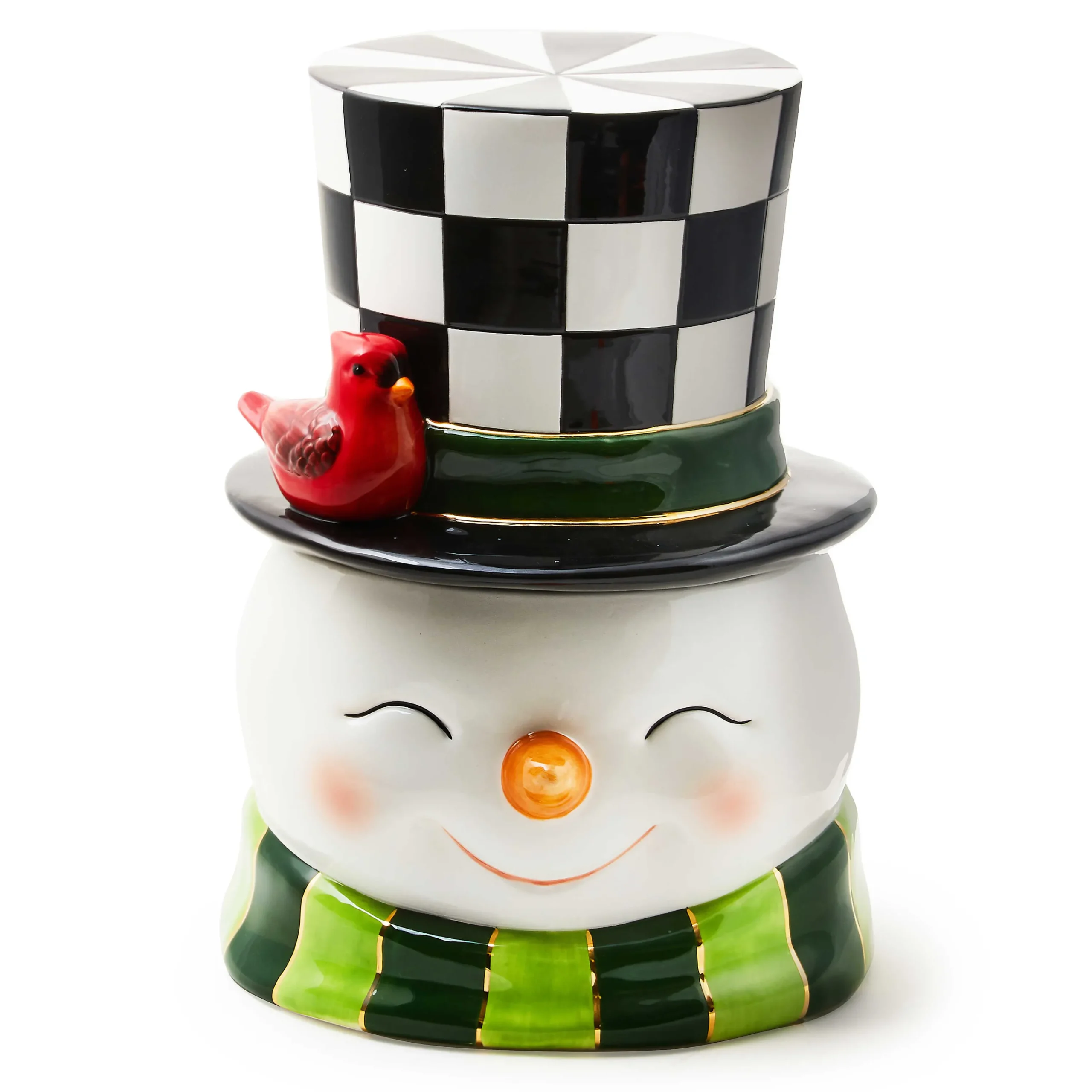 MacKenzie-Childs Cozy Christmas Snowman Cookie Jar| Holiday|Kitchen Storage & Organization