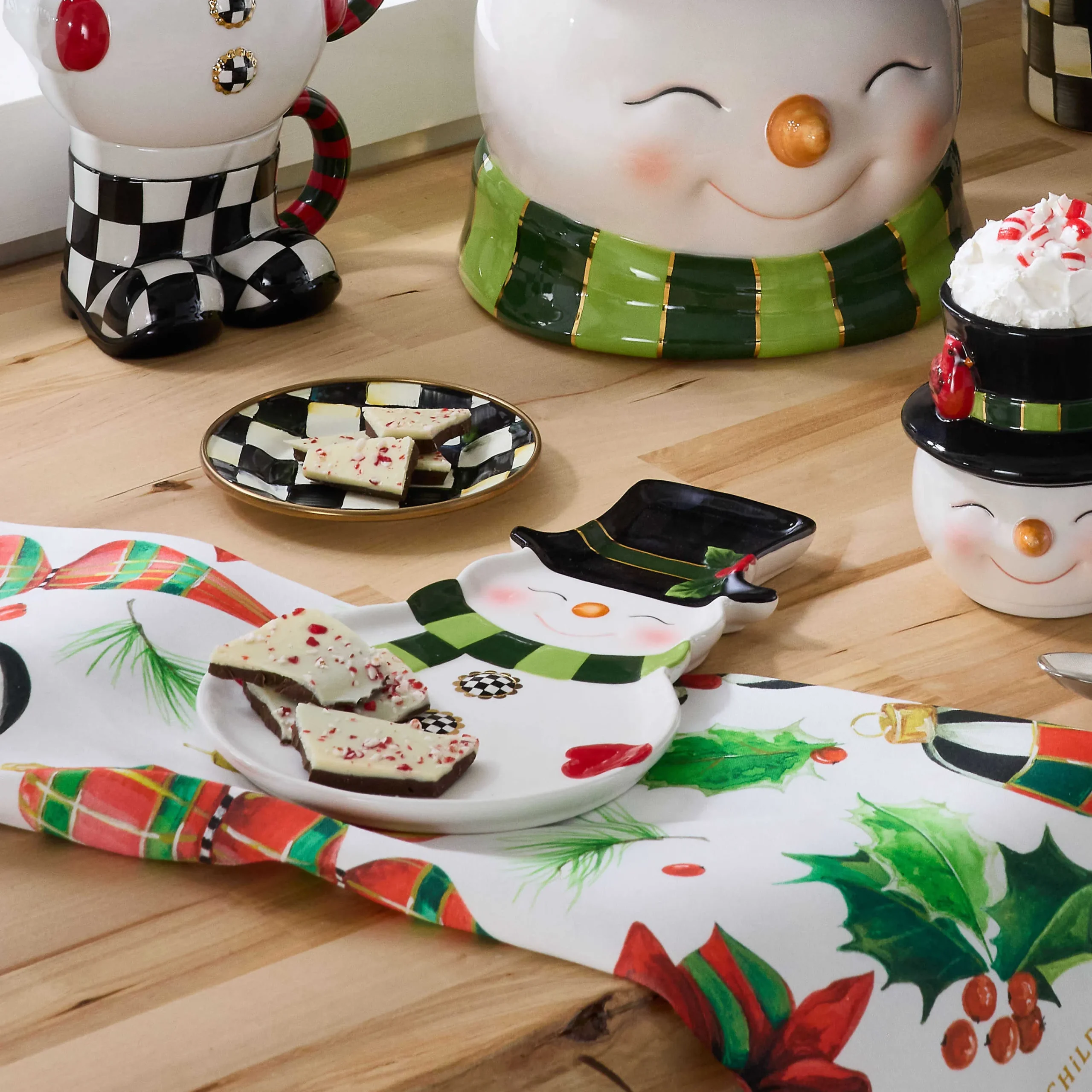 MacKenzie-Childs Cozy Christmas Snowman Cookie Plate| Serveware