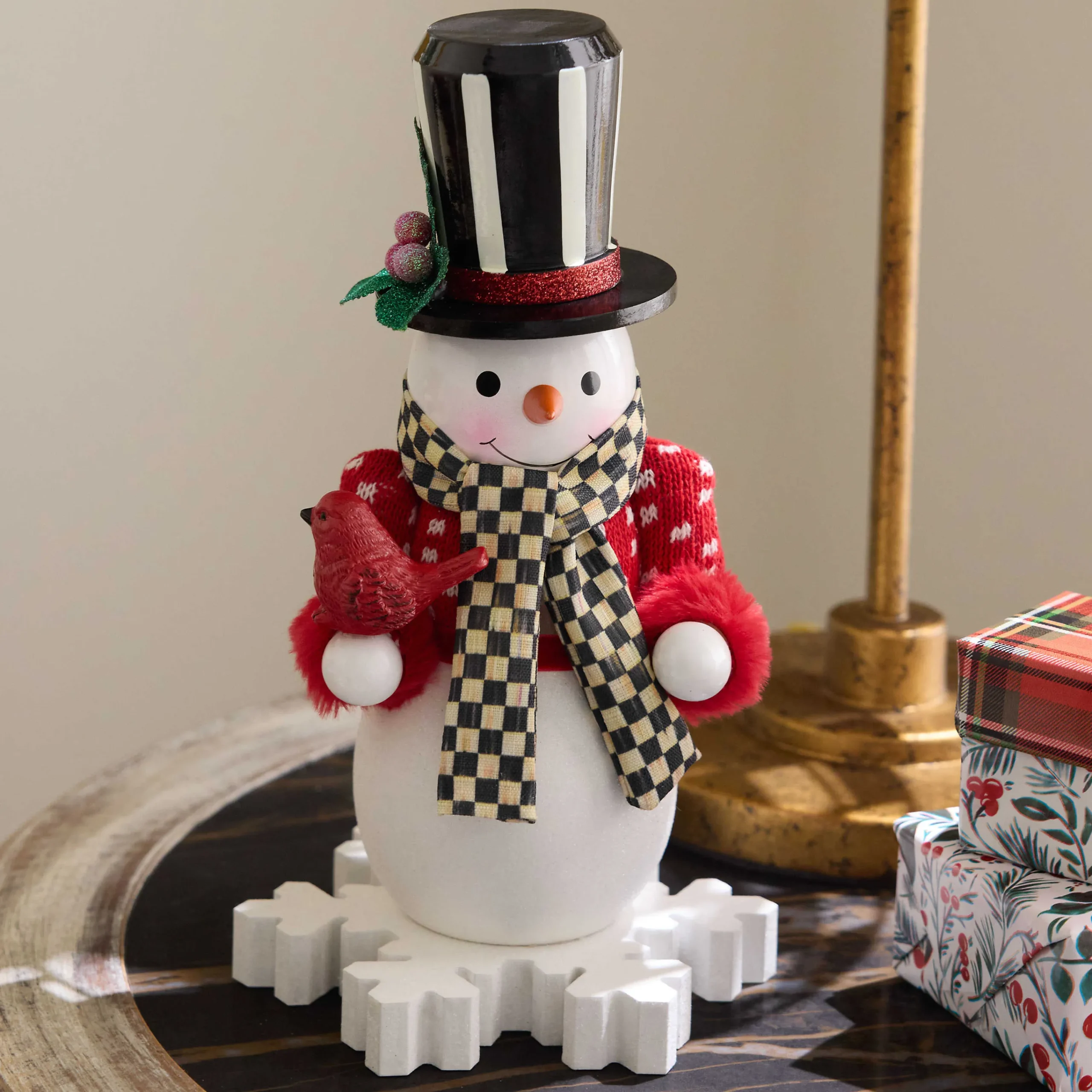 MacKenzie-Childs Cozy Christmas Snowman Nutcracker| Room Accents