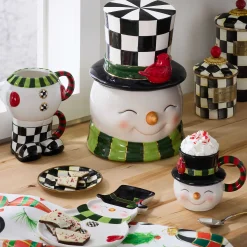 MacKenzie-Childs Cozy Christmas Snowman Stacking Mugs, Set of 3| Kitchen & Dining Sets|Drinkware
