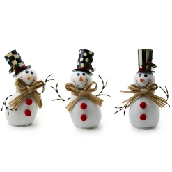 MacKenzie-Childs Cozy Christmas Tin Snowmen, Set of 3| Room Accents