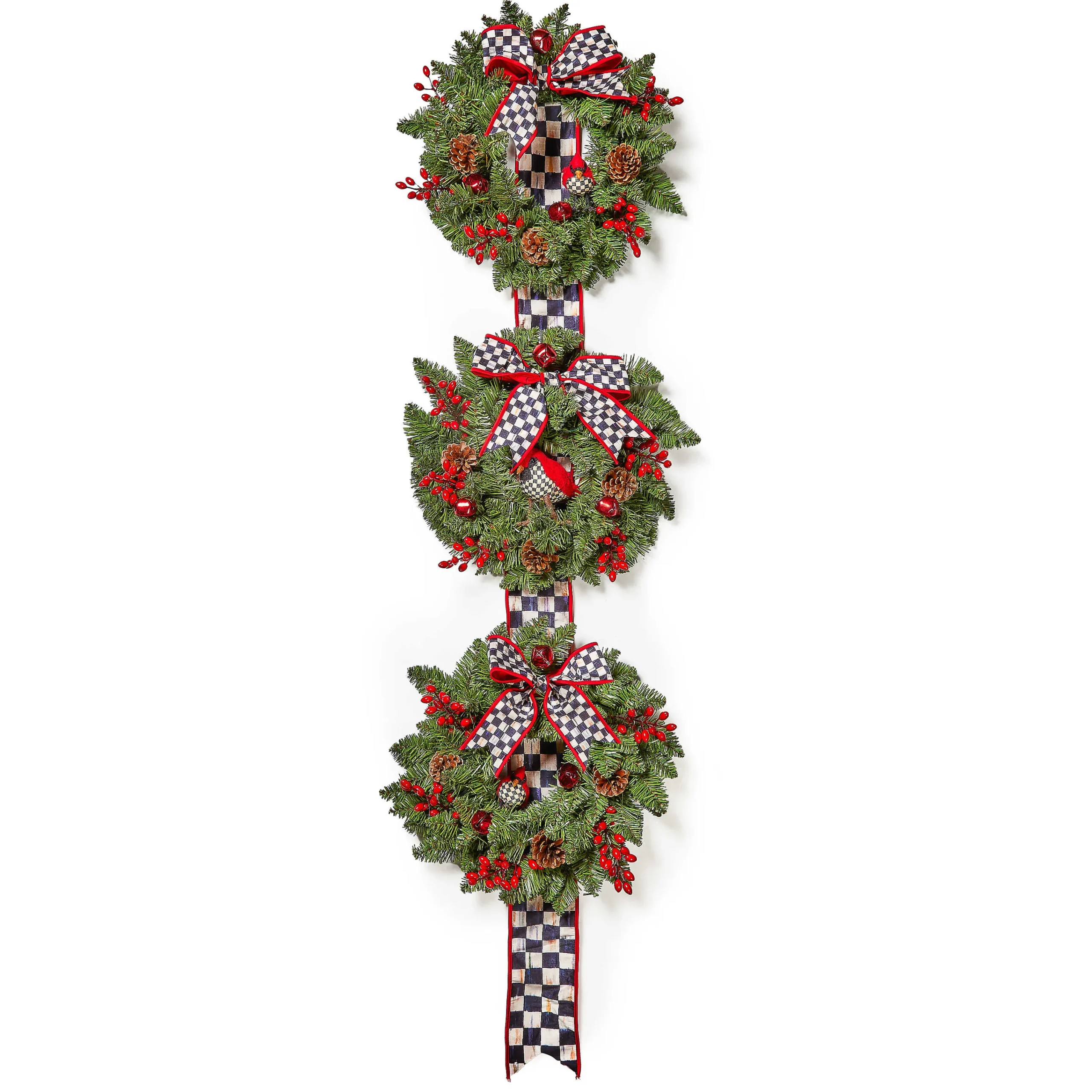 MacKenzie-Childs Cozy Christmas Triple Door Wreath| Greenery & Florals|Outdoor
