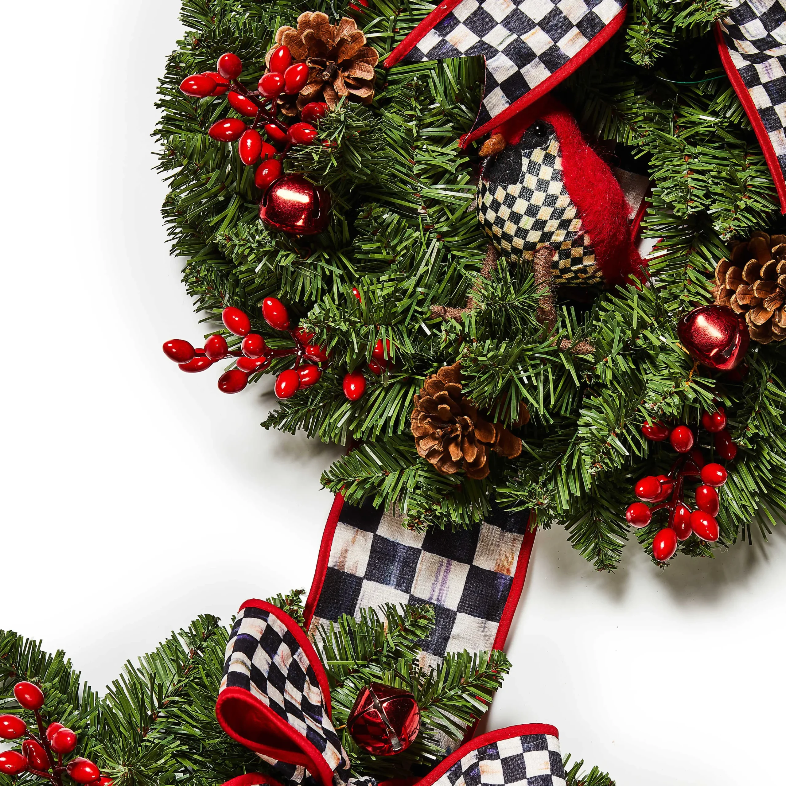 MacKenzie-Childs Cozy Christmas Triple Door Wreath| Greenery & Florals|Outdoor