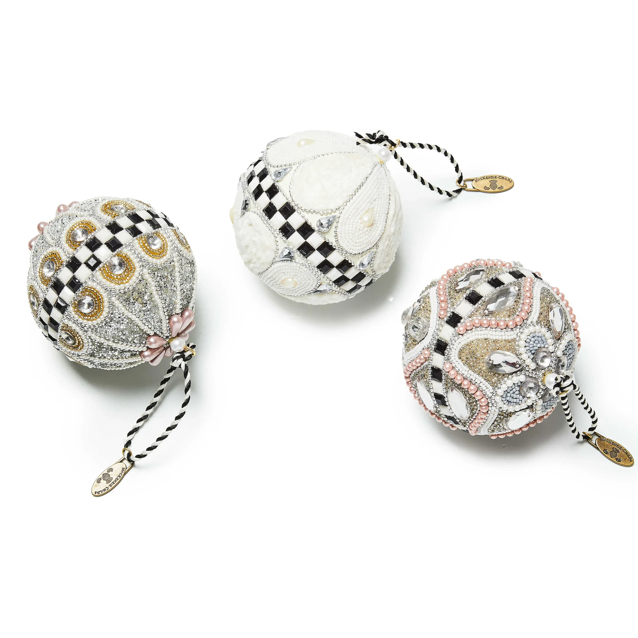 MacKenzie-Childs Crystal Palace Beaded Ball Ornaments, Set of 3| Holiday