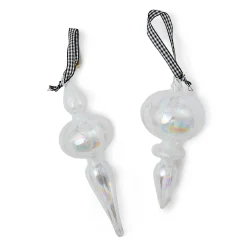 MacKenzie-Childs Crystal Palace Glass Icicle Ornaments, Set of 2| Holiday