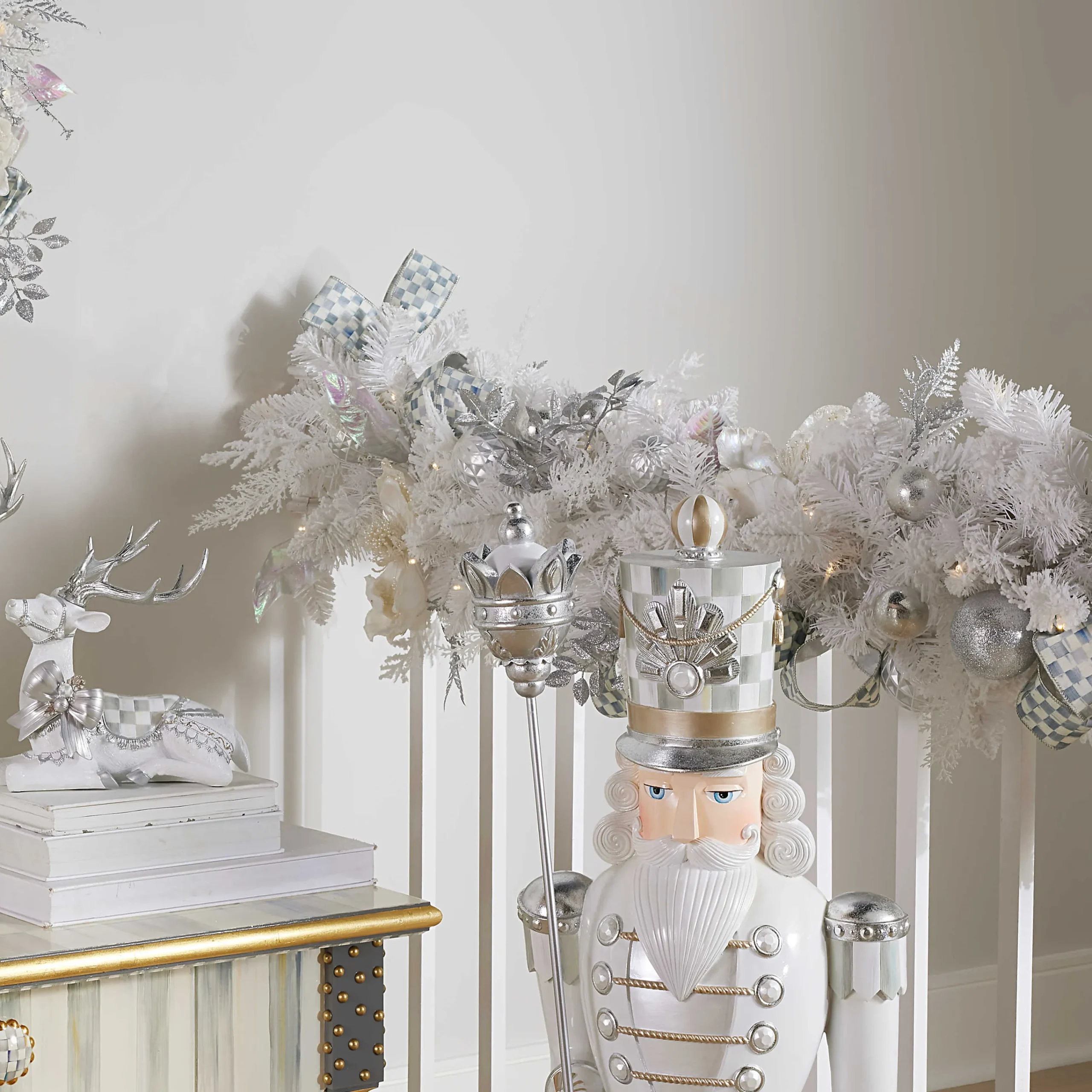 MacKenzie-Childs Crystal Palace Illuminated White Garland| Greenery & Florals|Room Accents