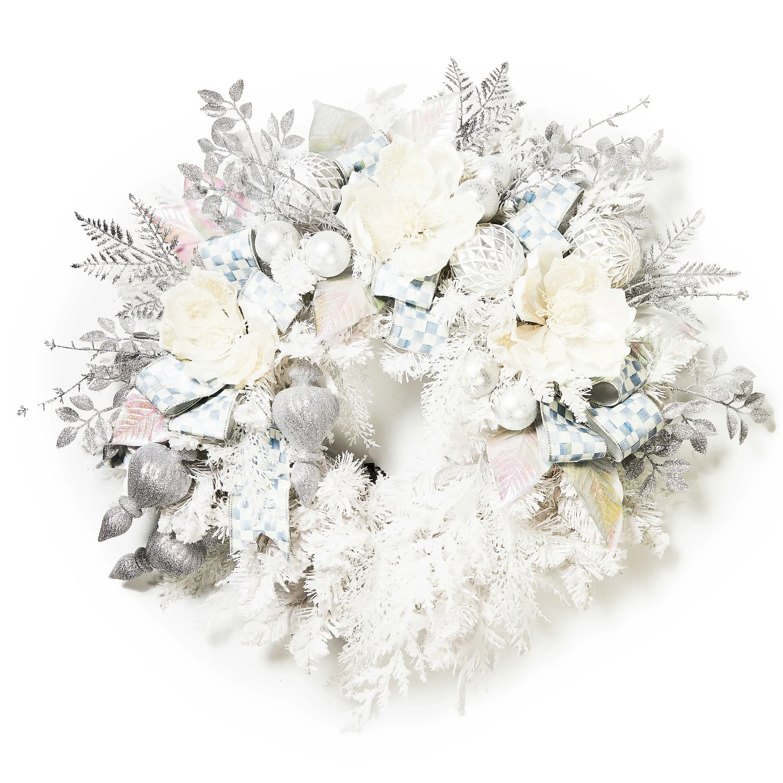 MacKenzie-Childs Crystal Palace Illuminated White 32 Wreath| Greenery & Florals|Outdoor