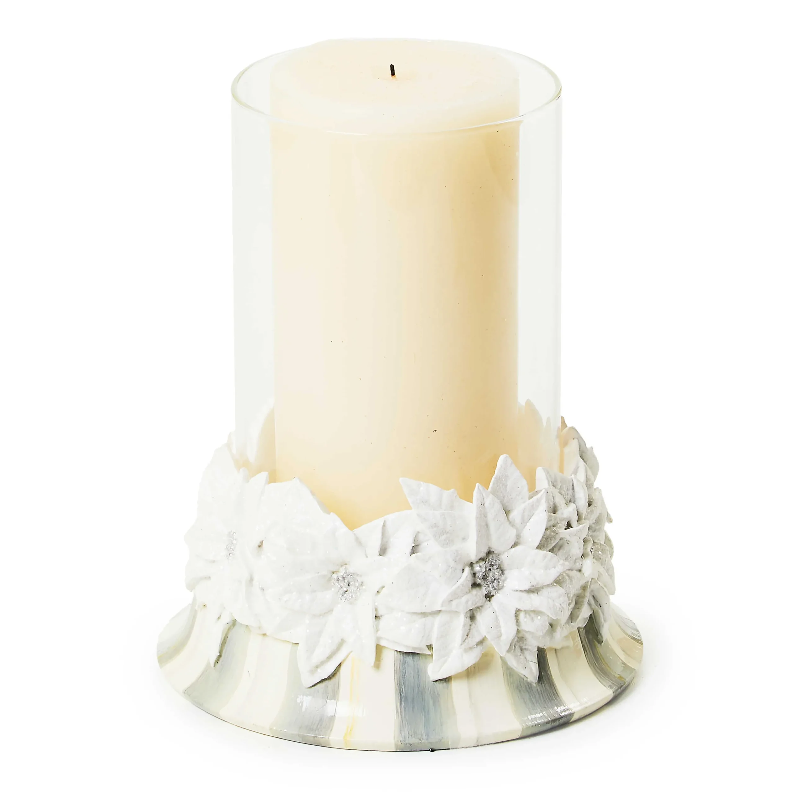 MacKenzie-Childs Crystal Palace Poinsettia Pillar Candle Holder| Candles & Fragrances|Table Accessories