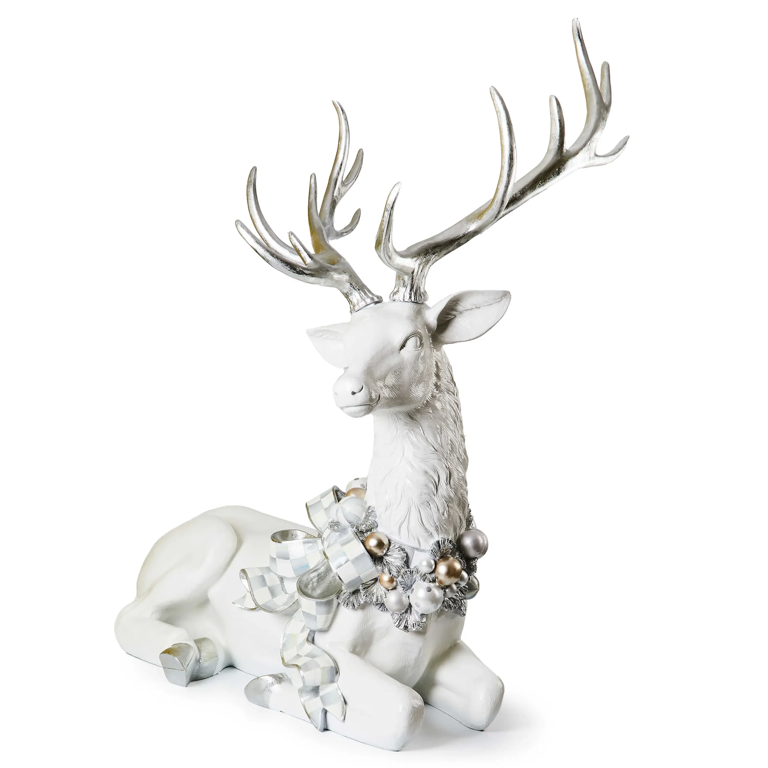 MacKenzie-Childs Crystal Palace Resting Trophy White Deer| Outdoor
