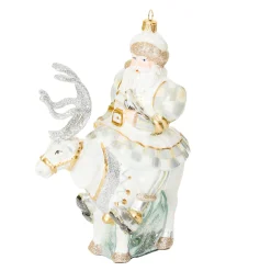 MacKenzie-Childs Crystal Palace Santa on Reindeer Glass Ornament| Holiday