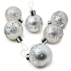 MacKenzie-Childs Crystal Palace Snowflake Glass Ball Ornaments, Set of 6| Holiday