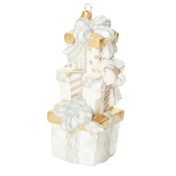MacKenzie-Childs Crystal Palace Stacked Gifts Glass Ornament| Holiday