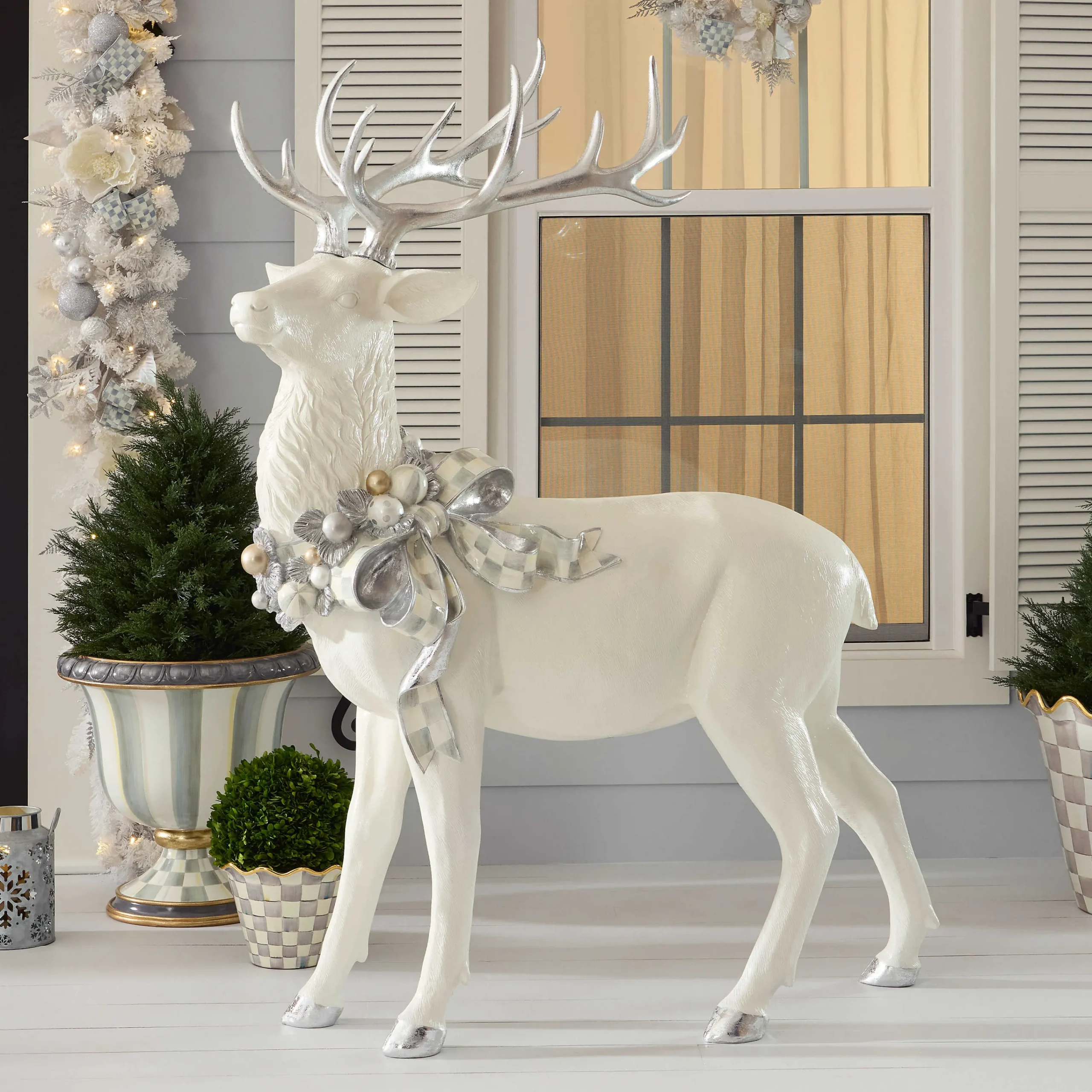MacKenzie-Childs Crystal Palace Standing Trophy White Deer| Outdoor